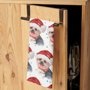 Yorkshire Terrier Hunderasse Weihnachtssterne Geschirrtuch