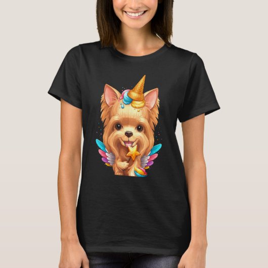 Yorkshire Terrier Ice Cream Unicorn T-Shirt (Vorderseite)