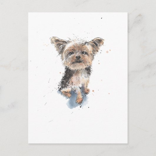 Yorkshire Terrier Illustration, lustiger Yorkie-Hu Postkarte (Vorderseite)