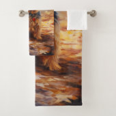 Yorkshire Terrier im Herbstfall Inspiriert Badhandtuch Set (Insitu)