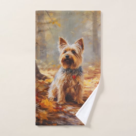 Yorkshire Terrier im Herbstfall Inspiriert Badhandtuch Set (Handtuch)
