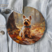 Yorkshire Terrier im Herbstfall Inspiriert Button (Beispiel)
