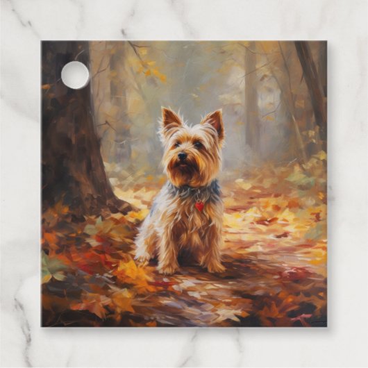 Yorkshire Terrier im Herbstfall Inspiriert Geschenkanhänger (Vorderseite)