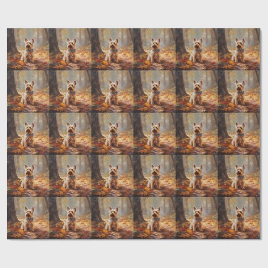 Yorkshire Terrier im Herbstfall Inspiriert Geschenkpapier (Flach)
