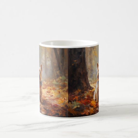 Yorkshire Terrier im Herbstfall Inspiriert Kaffeetasse (Mittel)