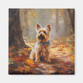 Yorkshire Terrier im Herbstfall Inspiriert Magnet (Vorne)