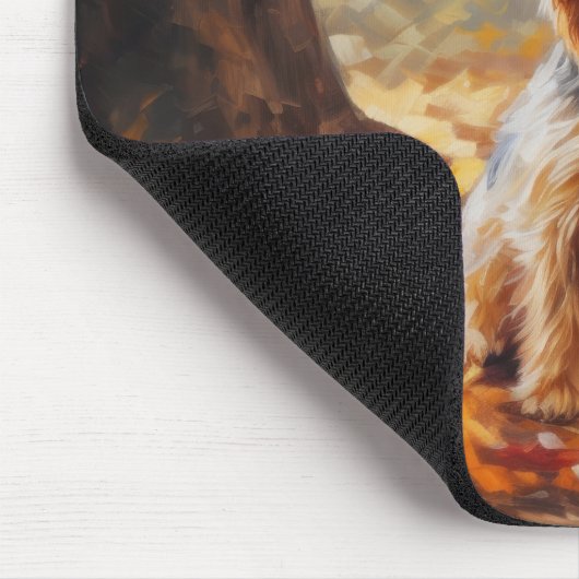 Yorkshire Terrier im Herbstfall Inspiriert Mousepad (Ecke)