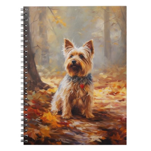 Yorkshire Terrier im Herbstfall Inspiriert Notizblock (Vorderseite)