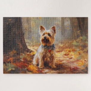 Yorkshire Terrier im Herbstfall Inspiriert Puzzle