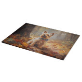 Yorkshire Terrier im Herbstfall Inspiriert Schneidebrett (Ecke)