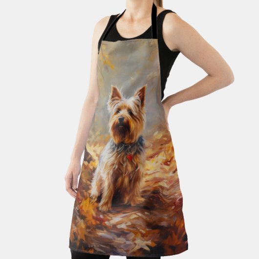 Yorkshire Terrier im Herbstfall Inspiriert Schürze (InSitu)