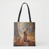 Yorkshire Terrier im Herbstfall Inspiriert Tasche (Vorderseite)