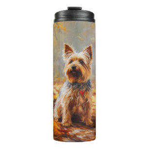 Yorkshire Terrier im Herbstfall Inspiriert Thermosbecher