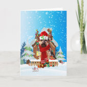 Yorkshire Terrier im Schnee mit Weihnachtsgeschenk Karte (Vorderseite)