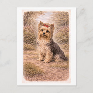 Yorkshire Terrier im Vintage-Stil Postkarte