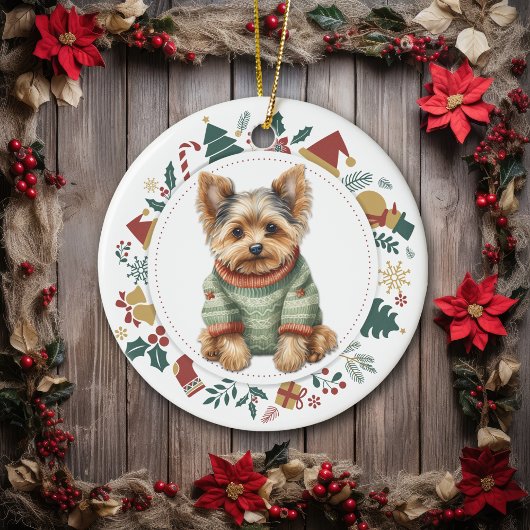 Yorkshire Terrier im Winter Sweater Christmas Keramik Ornament