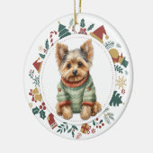 Yorkshire Terrier im Winter Sweater Christmas Keramik Ornament (Links)