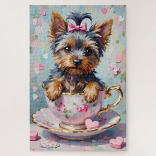 Yorkshire Terrier in einem Valentinstag-Tässchen Puzzle