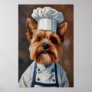 Yorkshire Terrier in Kochmütze Poster, Haustierpos Poster
