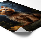 Yorkshire Terrier in mondbeleuchteter Nacht Poster (Ecke)