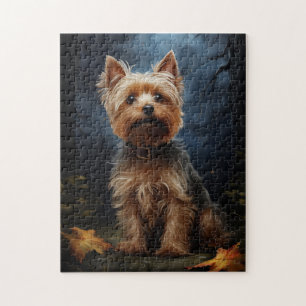 Yorkshire Terrier in mondbeleuchteter Nacht Puzzle