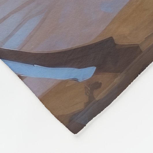 Yorkshire Terrier in Snow mit Weihnachtshut Fleecedecke (Ecke)