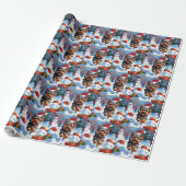 Yorkshire Terrier in Snow mit Weihnachtshut Geschenkpapier (Ungerollt)