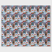 Yorkshire Terrier in Snow mit Weihnachtshut Geschenkpapier (Flach)