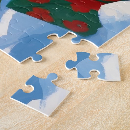 Yorkshire Terrier in Snow mit Weihnachtshut Puzzle (Seite)