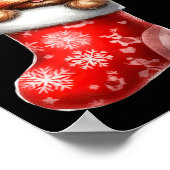 Yorkshire Terrier in Sock Christmas Weihnachtsmann Poster (Ecke)