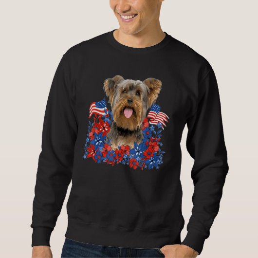 Yorkshire Terrier Independent Flowers Dog American Sweatshirt (Vorderseite)