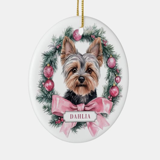 Yorkshire Terrier Keramik Circle Ornament (Rechts)