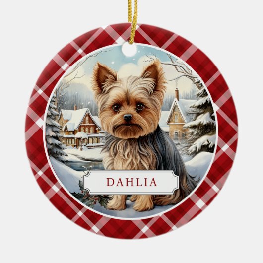 Yorkshire Terrier Keramik Circle Ornament (Vorne)