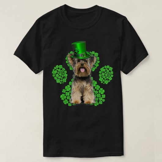 Yorkshire Terrier Kleeblatt Paw Clovers St Patrick T-Shirt (Design vorne)
