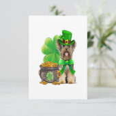 Yorkshire Terrier Kleeblatt St Patricks Day Dog RSVP Karte (Stehend Vorderseite)