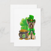 Yorkshire Terrier Kleeblatt St Patricks Day Dog RSVP Karte (Vorne/Hinten)