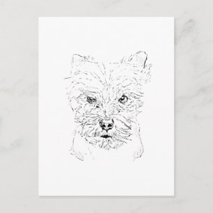 Yorkshire Terrier Kunst, Minimalistische Liniendra Postkarte