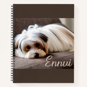 Yorkshire Terrier, Langeweile erlebend Tagebuch  Notizblock