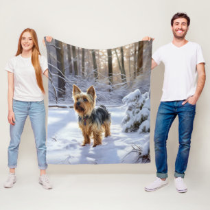 Yorkshire Terrier Lass es schneien Weihnachten Fleecedecke