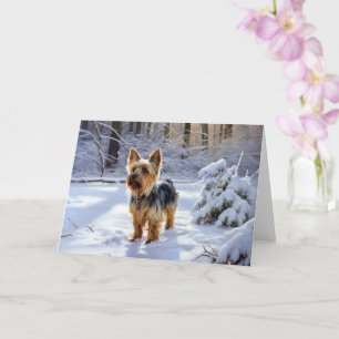 Yorkshire Terrier Lass es schneien Weihnachten Karte