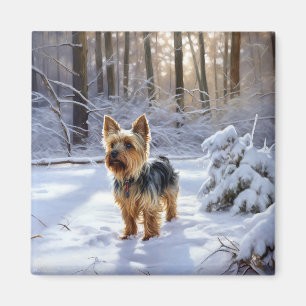 Yorkshire Terrier Lass es schneien Weihnachten Magnet