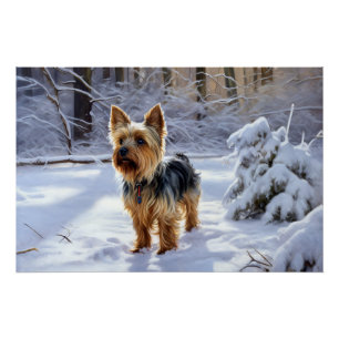 Yorkshire Terrier Lass es schneien Weihnachten Poster
