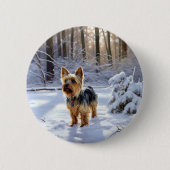 Yorkshire Terrier Let It Snow Christmas Button (Vorderseite)