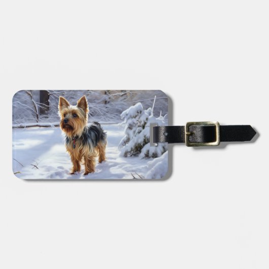 Yorkshire Terrier Let It Snow Christmas Gepäckanhänger (Vorderseite horizontal)