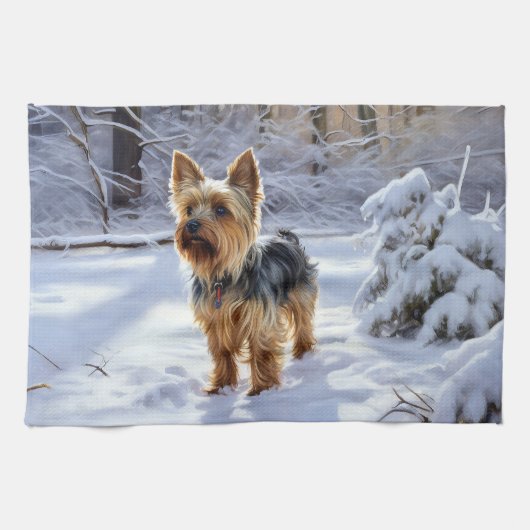 Yorkshire Terrier Let It Snow Christmas Geschirrtuch (Horizontal)