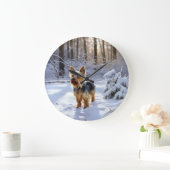 Yorkshire Terrier Let It Snow Christmas Große Wanduhr (Zuhause)