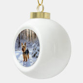 Yorkshire Terrier Let It Snow Christmas Keramik Kugel-Ornament (Rechts)