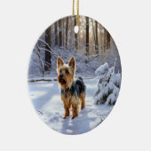 Yorkshire Terrier Let It Snow Christmas Keramik Ornament (Rechts)