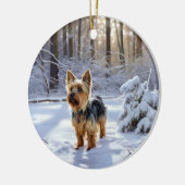 Yorkshire Terrier Let It Snow Christmas Keramik Ornament (Links)