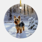 Yorkshire Terrier Let It Snow Christmas Keramik Ornament (Hinten)